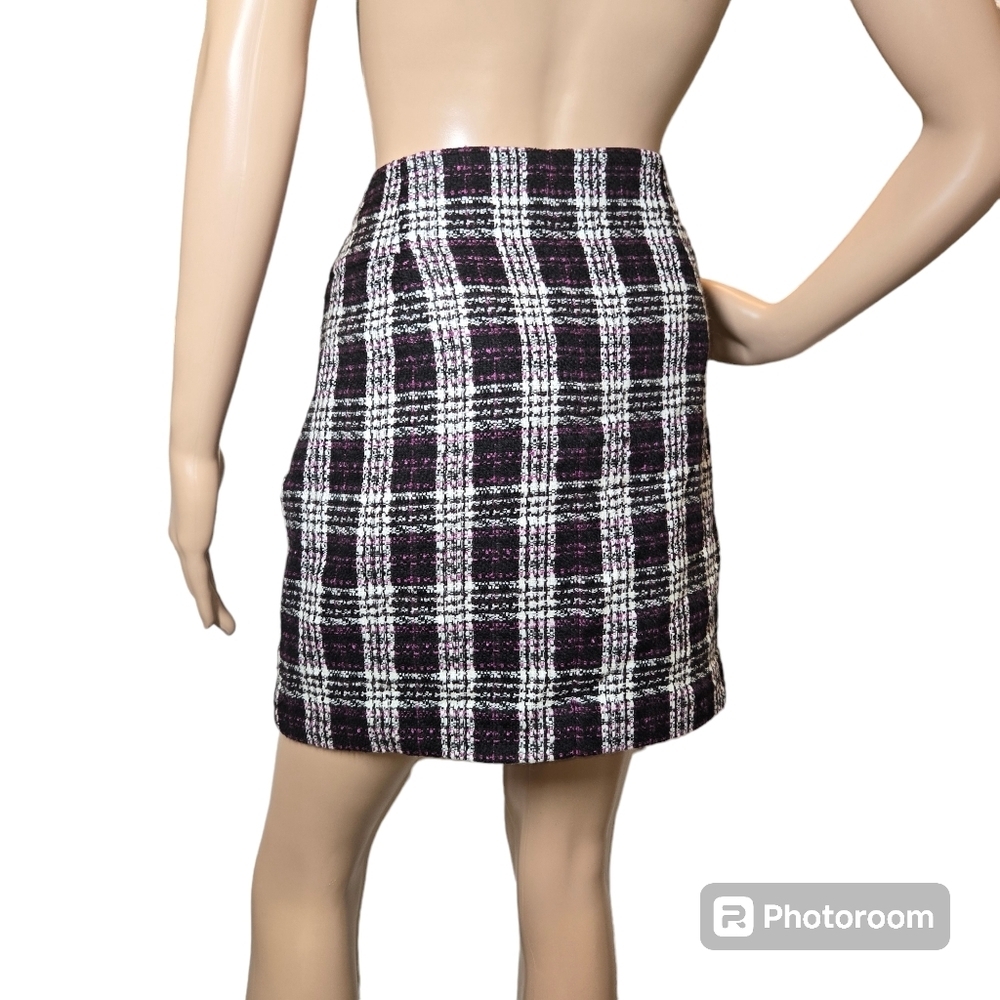 LOFT Ann Taylor Tweed Lined Mini Skirt Size 4 Textured Black Multi Color - Picture 6 of 11
